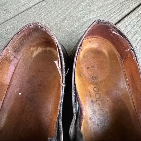 SOLD Birkenstock Footprints Brown Leather Slip On Clogs 39 US 8.5 Comfort Shoes - Picture 10 of 10